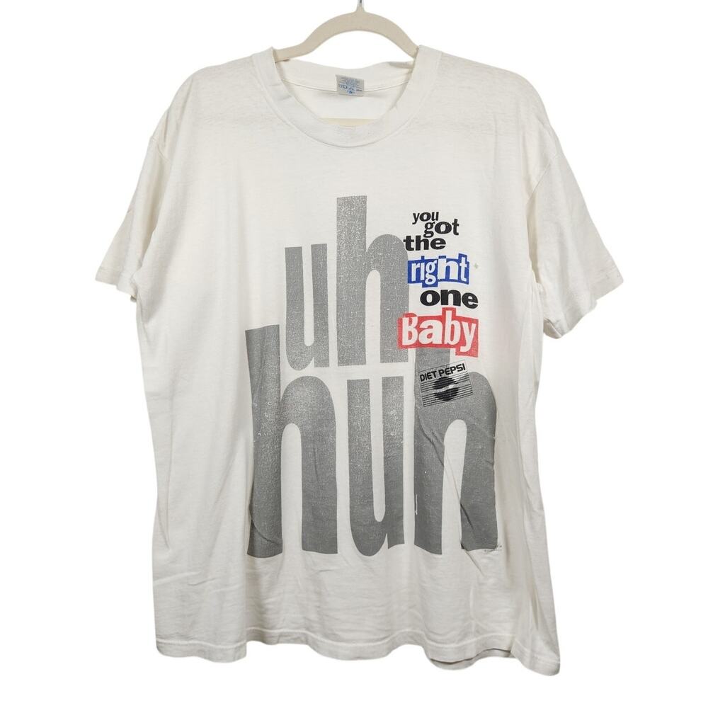 Vintage Diet Pepsi Uh Huh Right One 90s Sun Sportswear Large White Distressed